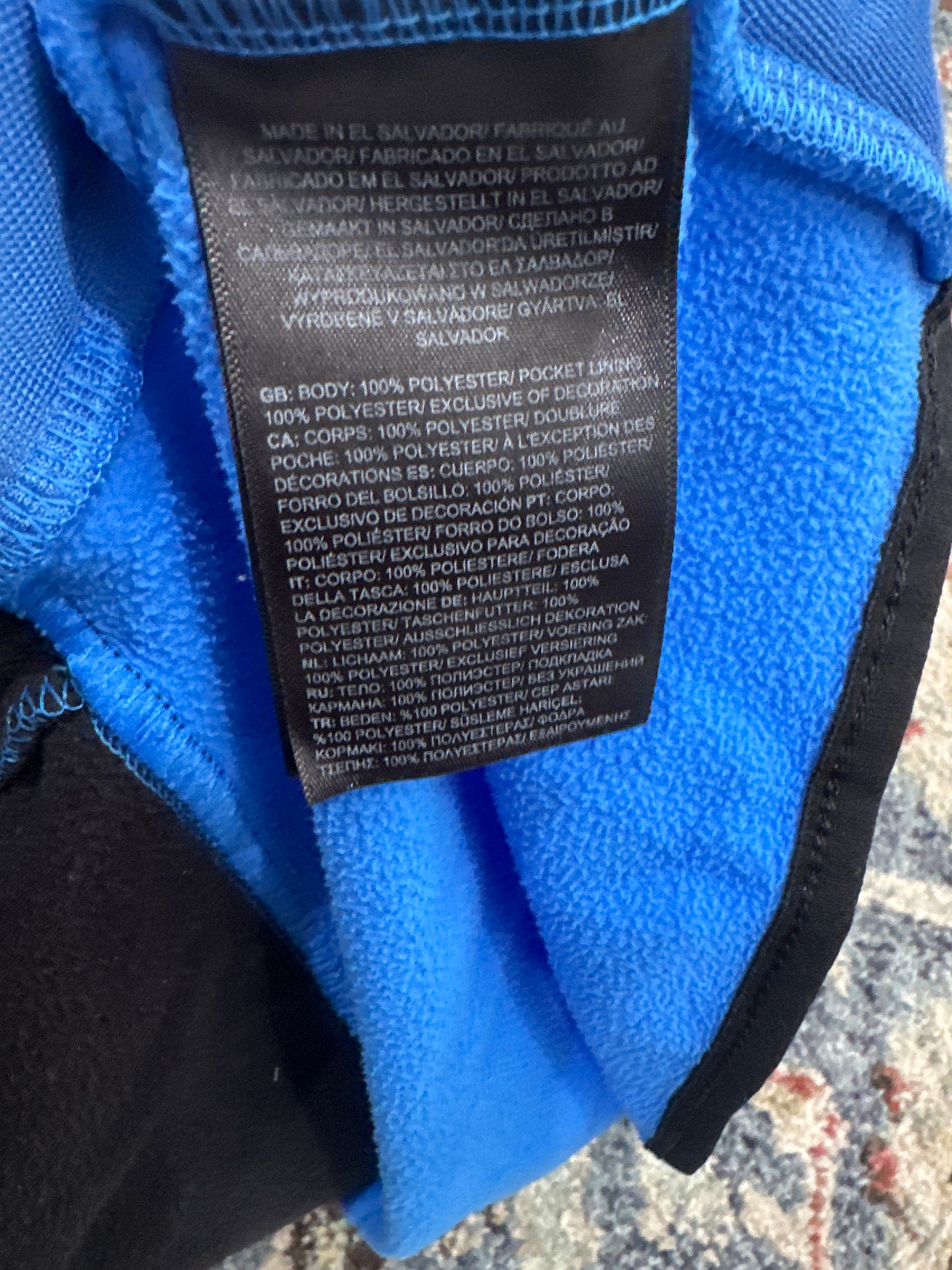 The North Face Boys Size 3 Blue/Black Full Zip Hooded Fleece Jacket GUC