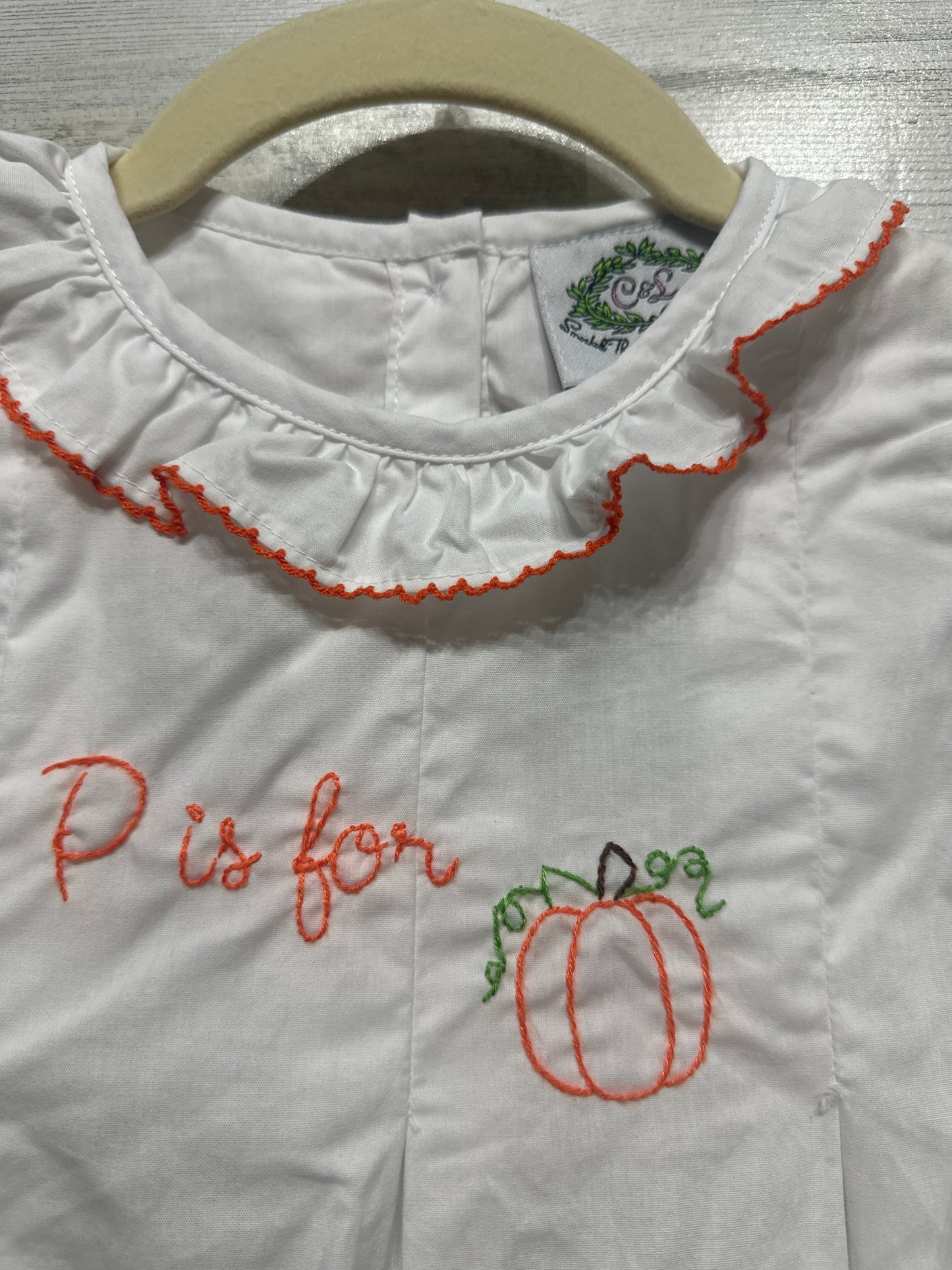 Girls Size 3t Smocked Threads by Cecil and Lou Pumpkin Set - Good Used Condition