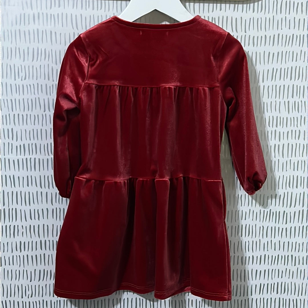 Girls Size 2t Copper Key Red Velvet Dress - Good Used Condition