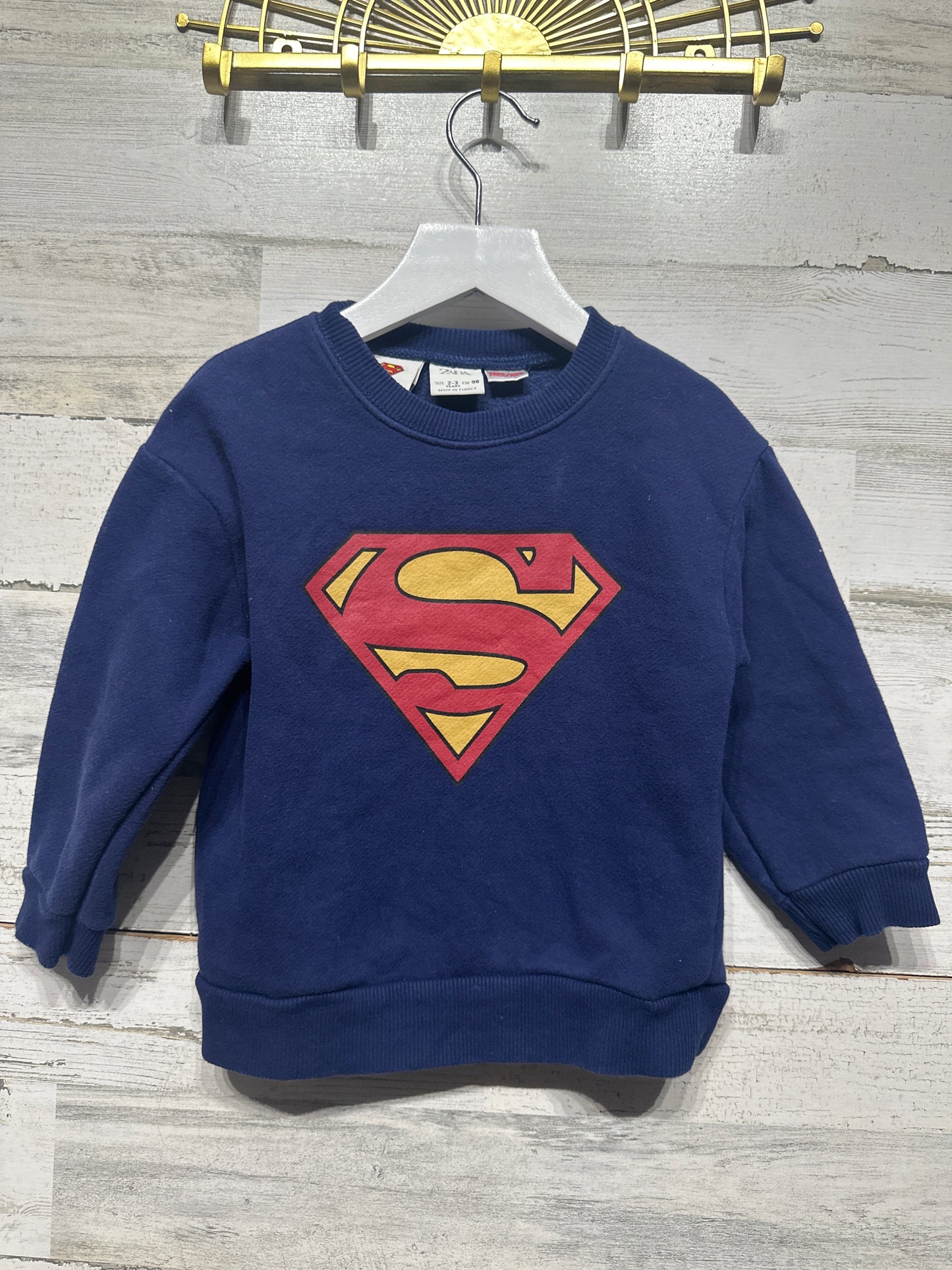 Boys Preowned Size 2-3 years (98cm) Zara Superman Sweatshirt - Very Good Used Condition