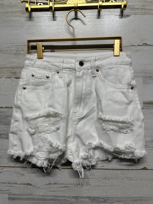 Women’s Size 26 Shein Distressed White Shorts - Good Used Condition