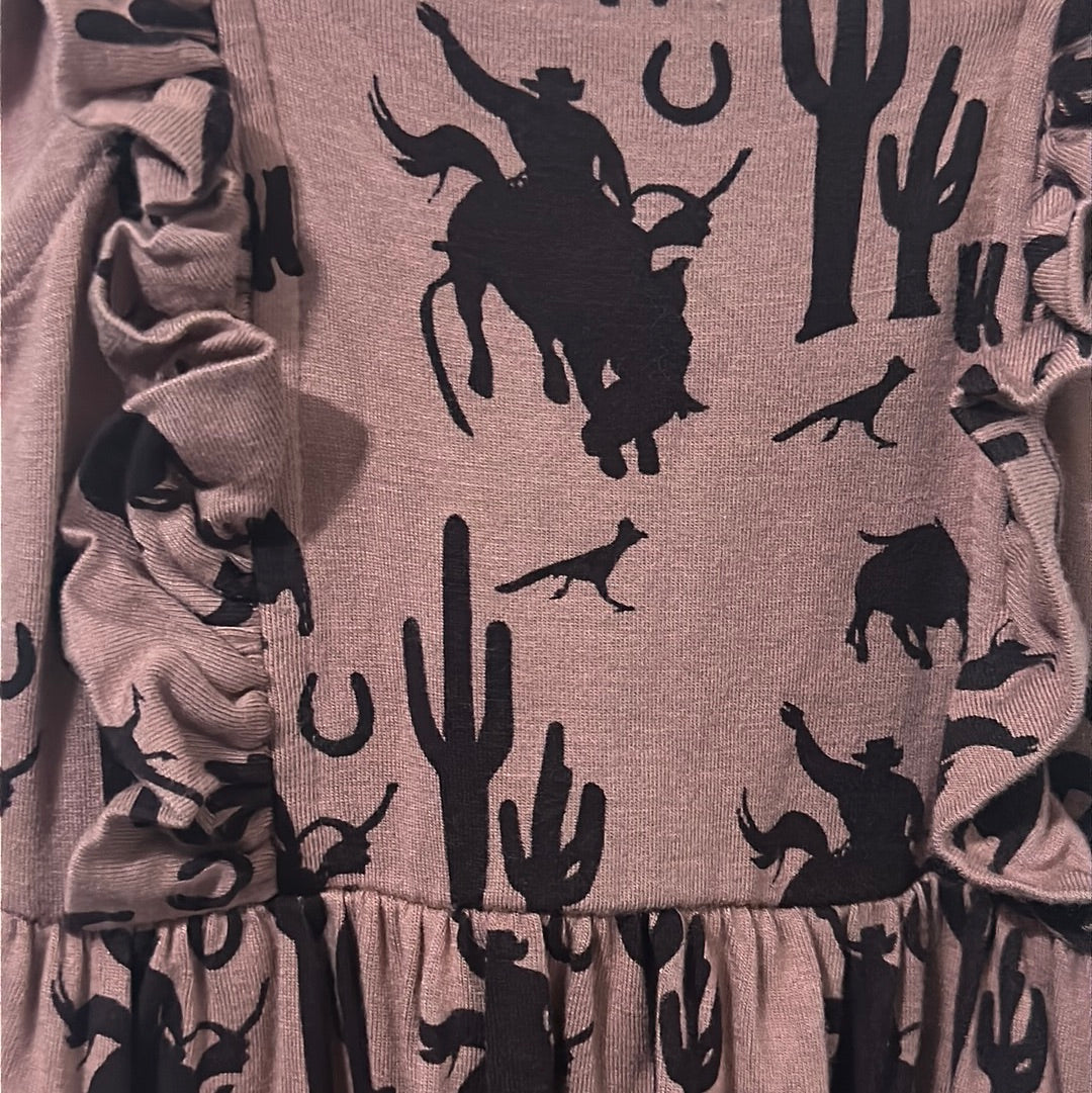 Girls Preowned Size 3-6m Kate Quinn bamboo cowboy dress - Very Good Used Condition