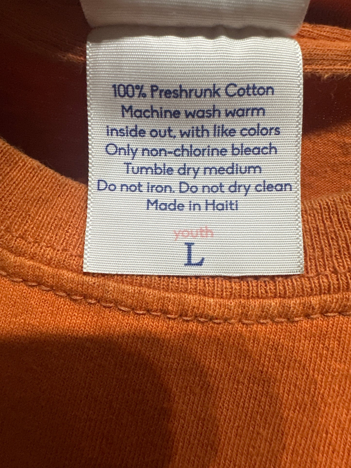 Girls Size Youth Large On Saturdays We Wear Burnt Orange and White Shirt - Very Good Used Condition