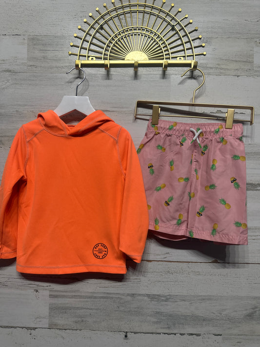 Size 4t Old Navy Swim Trunks and Gap Hooded Rash Guard - Good Used Condition