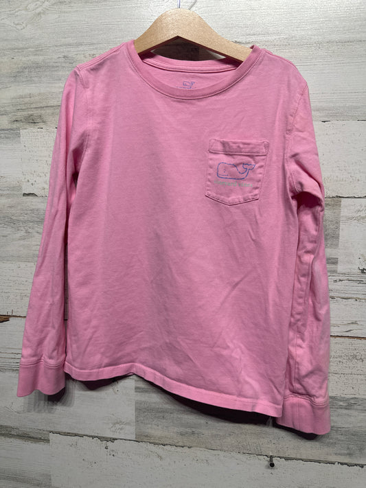 Size Small (7-8) Vineyard Vines Pink Long Sleeve Pocket T-Shirt  - Very Good Used Condition