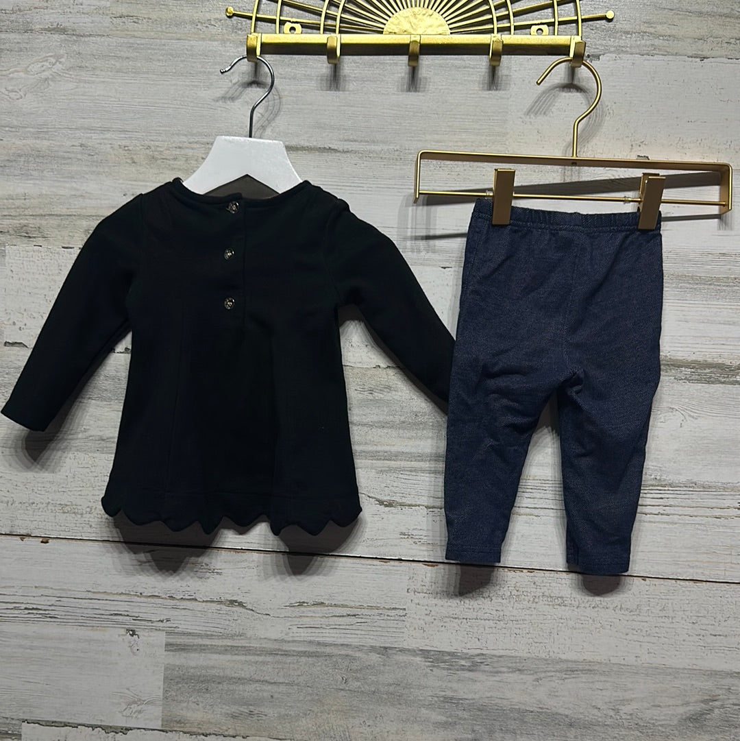 Girls Size 12m Isaac Mizrahi Black Tunic and Carter's Leggings - Good Used Condition