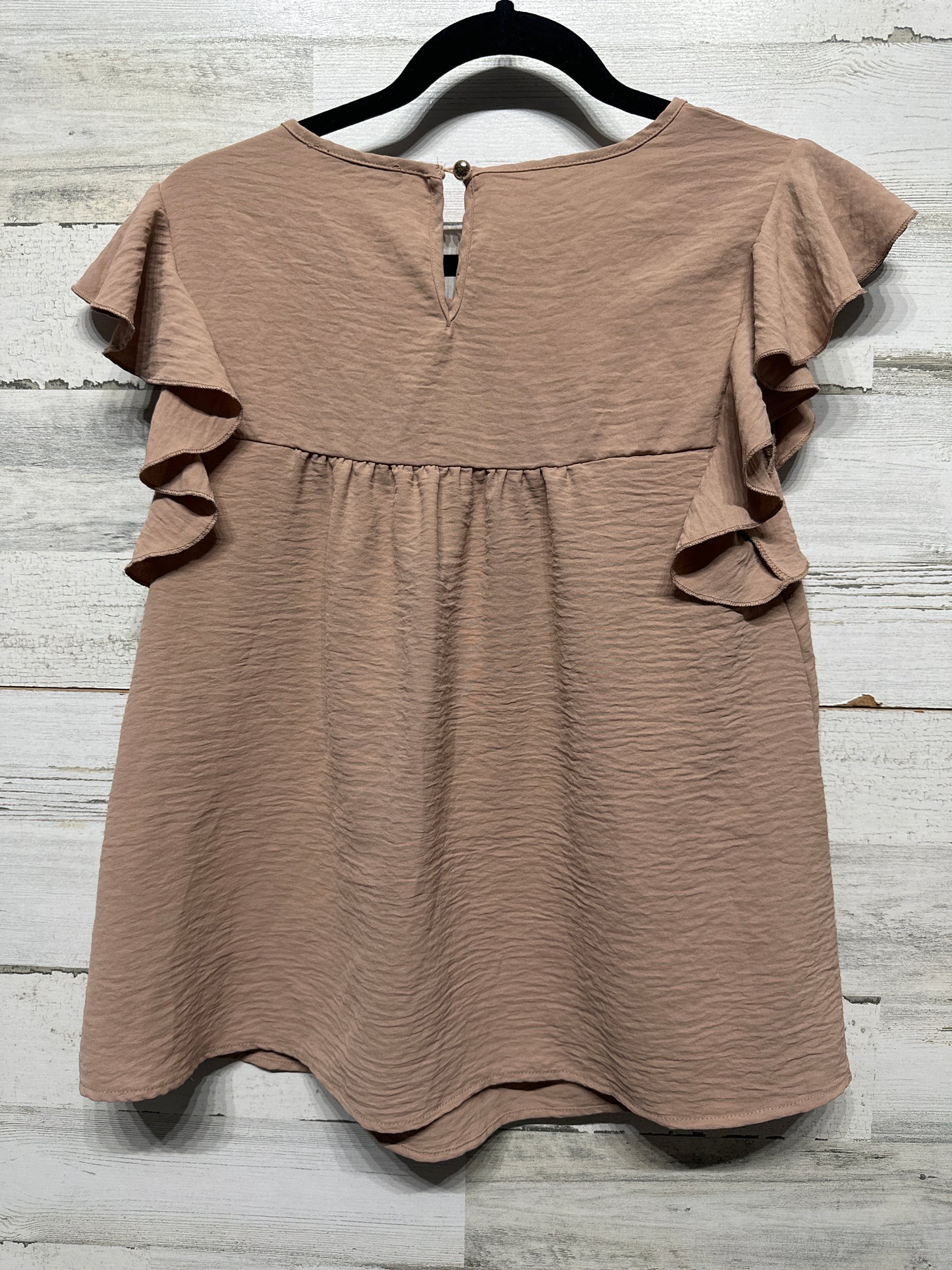 Women's Size Small SHEIN Tan Ruffle Shirt - Very Good Used Condition
