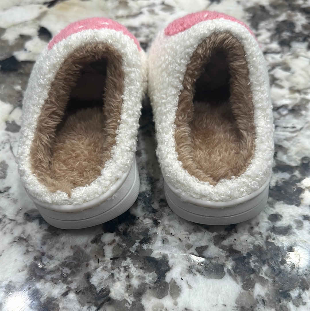 Girls Pink Smiley Slippers - New