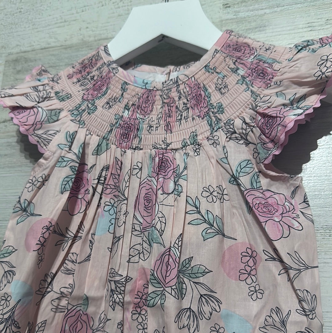 Girls Lil Cactus Rose Smocked Flutter Bubble - new with tags