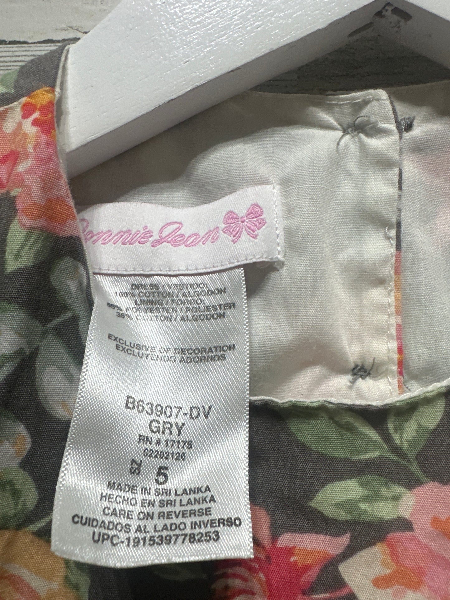 Girls Size 5 Bonnie Jean Smocked Floral Dress - Very Good Used Condition