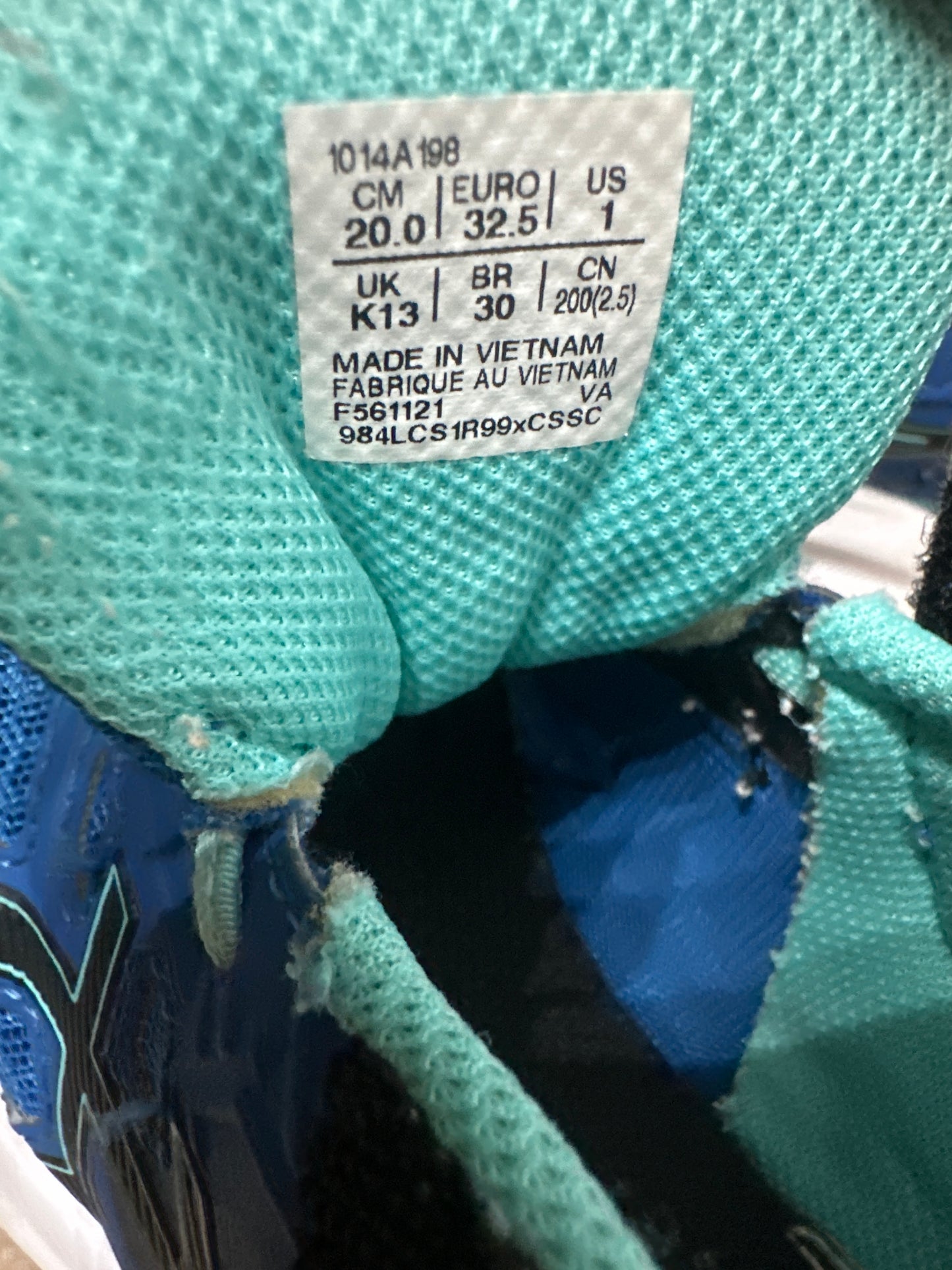 Size 1 (Youth) ASICS Blue Velcro Shoes - Good Used Condition*