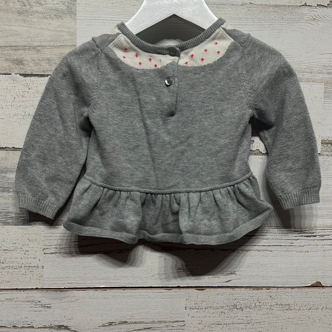 Girls Size 6-12m Baby Gap Grey Sweater with Faux Collar - Good Used Condition