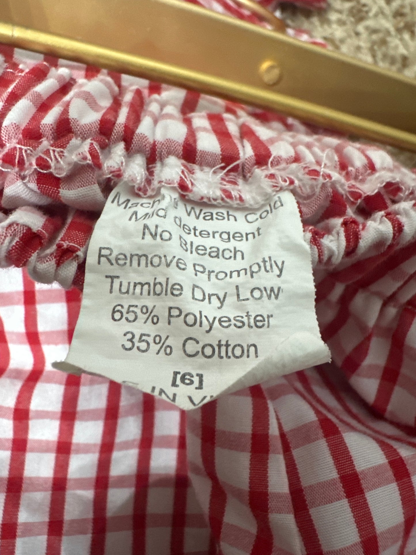 Girls Size 6 Red and White Plaid Ruffle Shorts - Very Good Used Condition