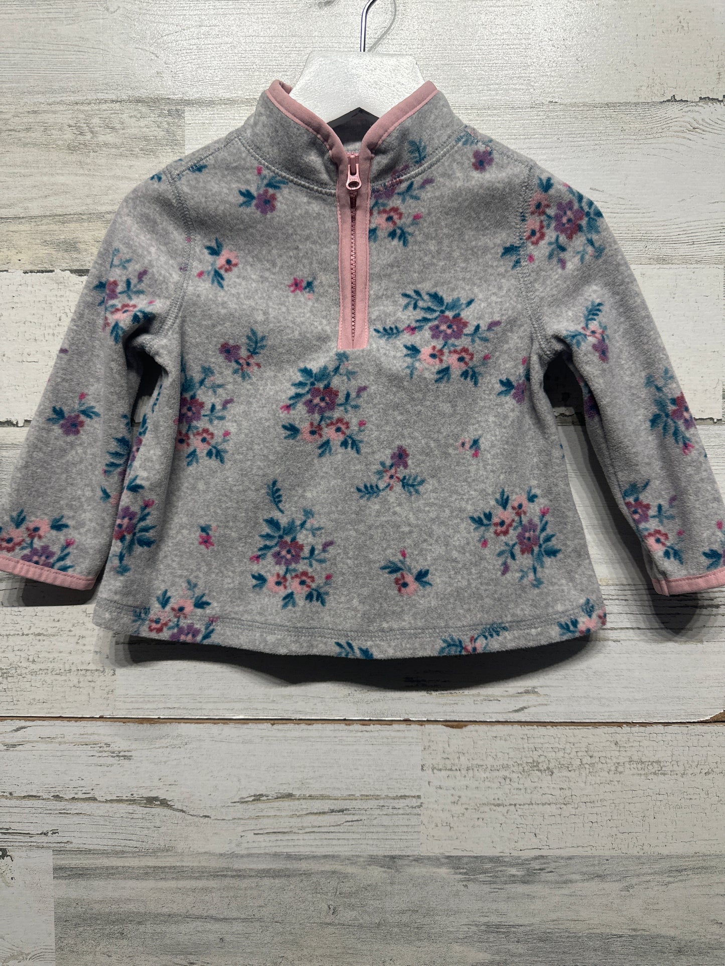 Girls Size 12m Osh Kosh Floral Fleece Pullover - Very Good Used Condition