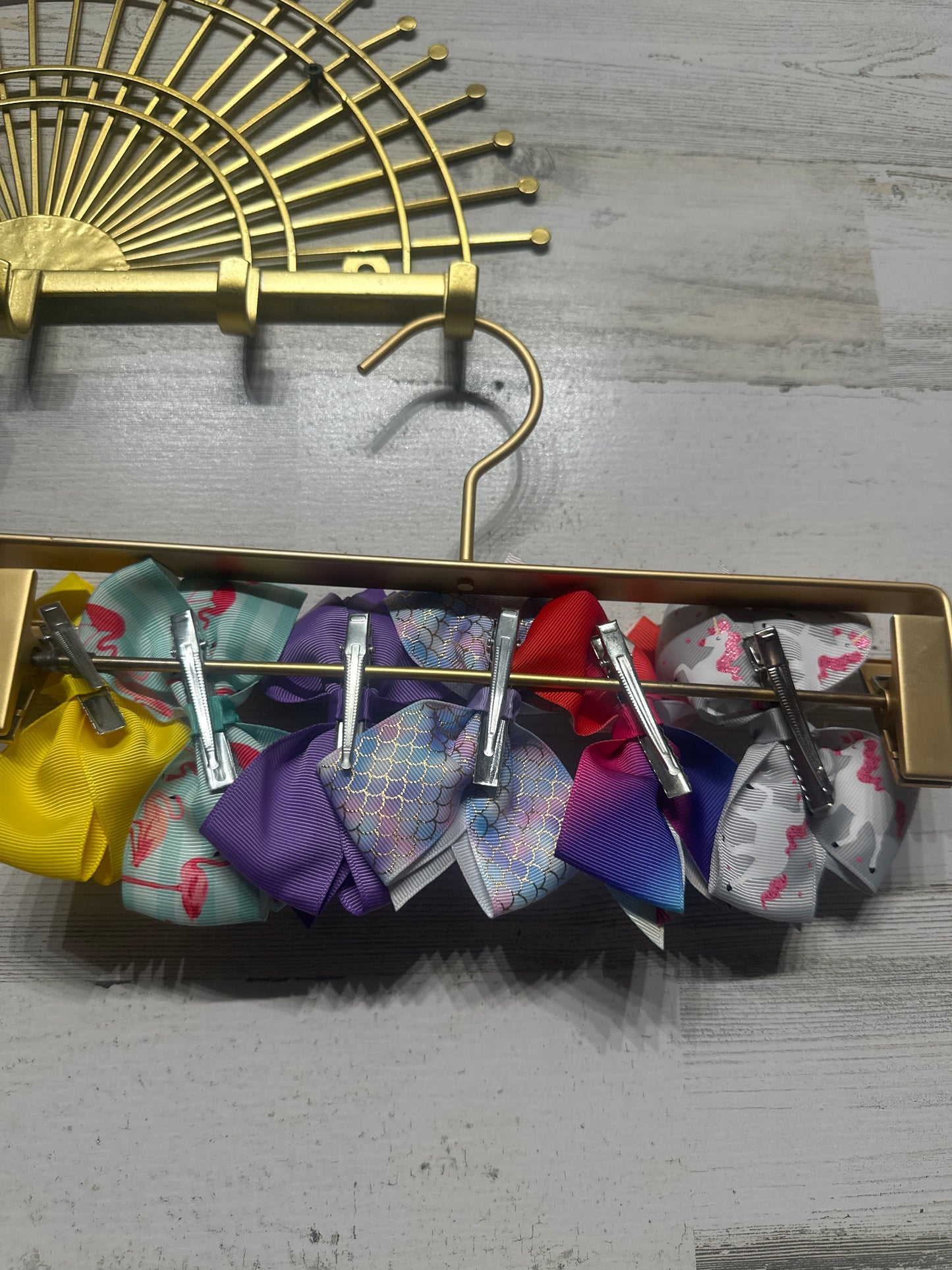 4.5” Lot of Hair Bows on Alligator Clips (Set of 6) - Good Used Condition