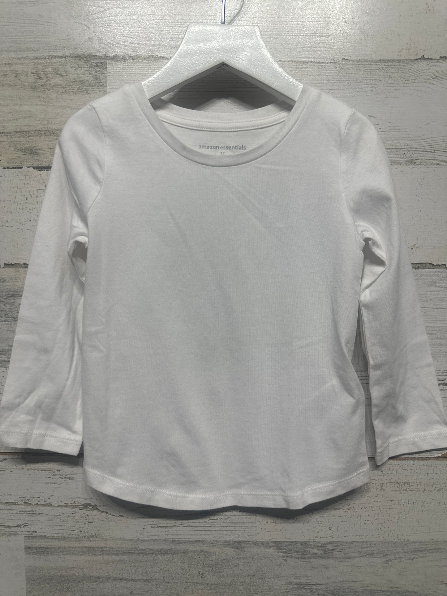 Girls Size 3t Amazon Essentials White Long Sleeve Shirt - Good Used Condition