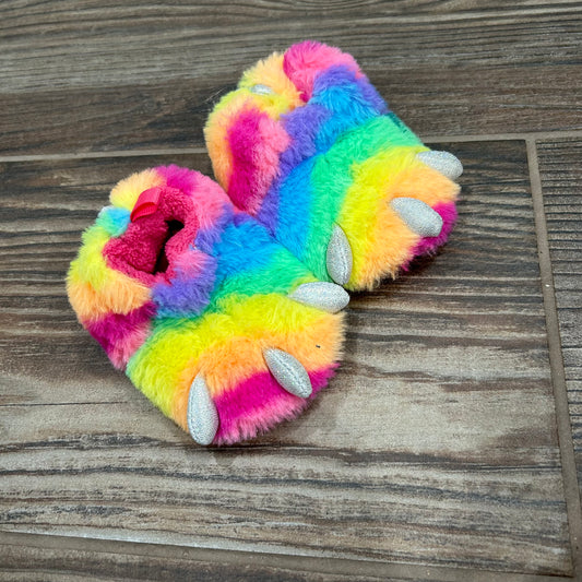 Size 3 (Infant) Rainbow Monster Slippers - Good Used Condition