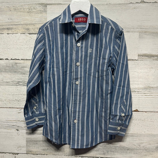 Boys Size 5/6 (Medium) Izod Blue and White Striped Button Up Shirt - Good Used Condition