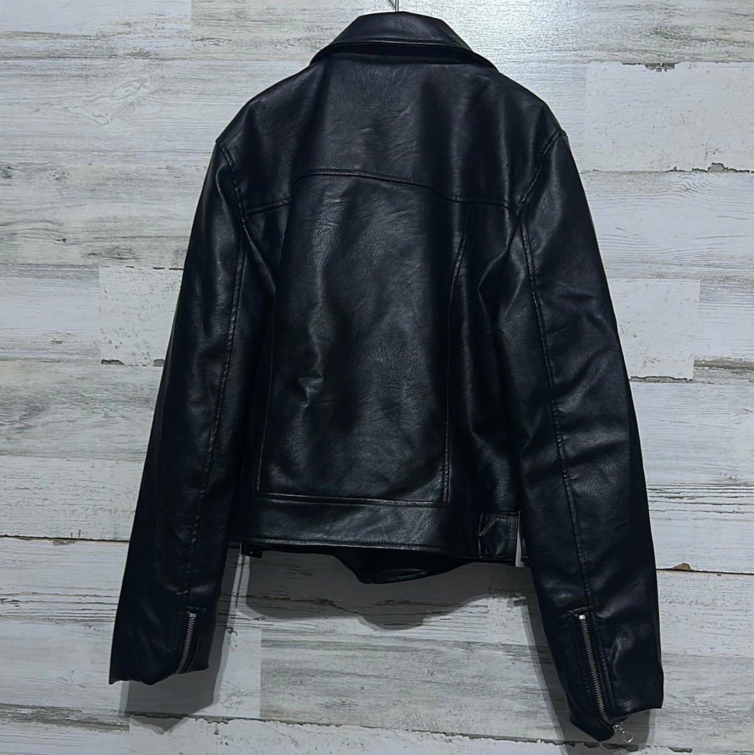 Women’s Size Small (fits smaller like XS) Love Tree Black faux leather jacket - very good used condition