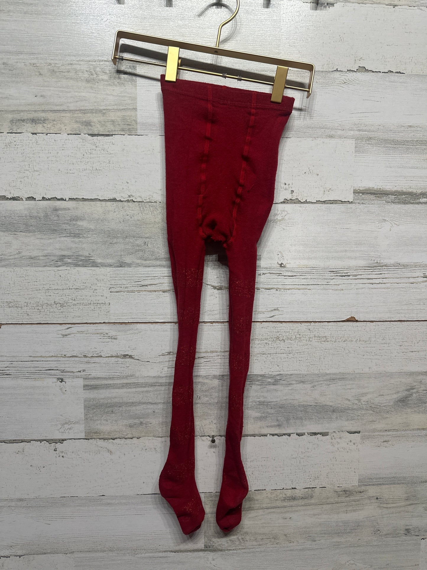 Size 7-10 Red Striped Sparkle Tights - Good Used Condition