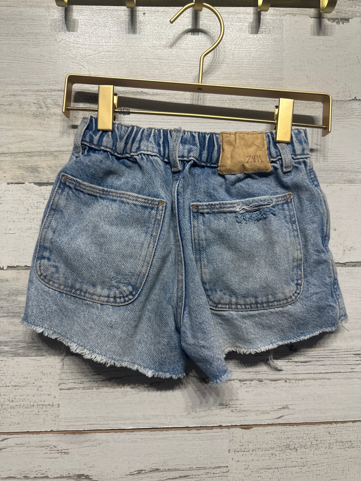 Girls Size 7 (122cm) Zara Distressed Denim Adjustable Waist Shorts - Good Used Condition