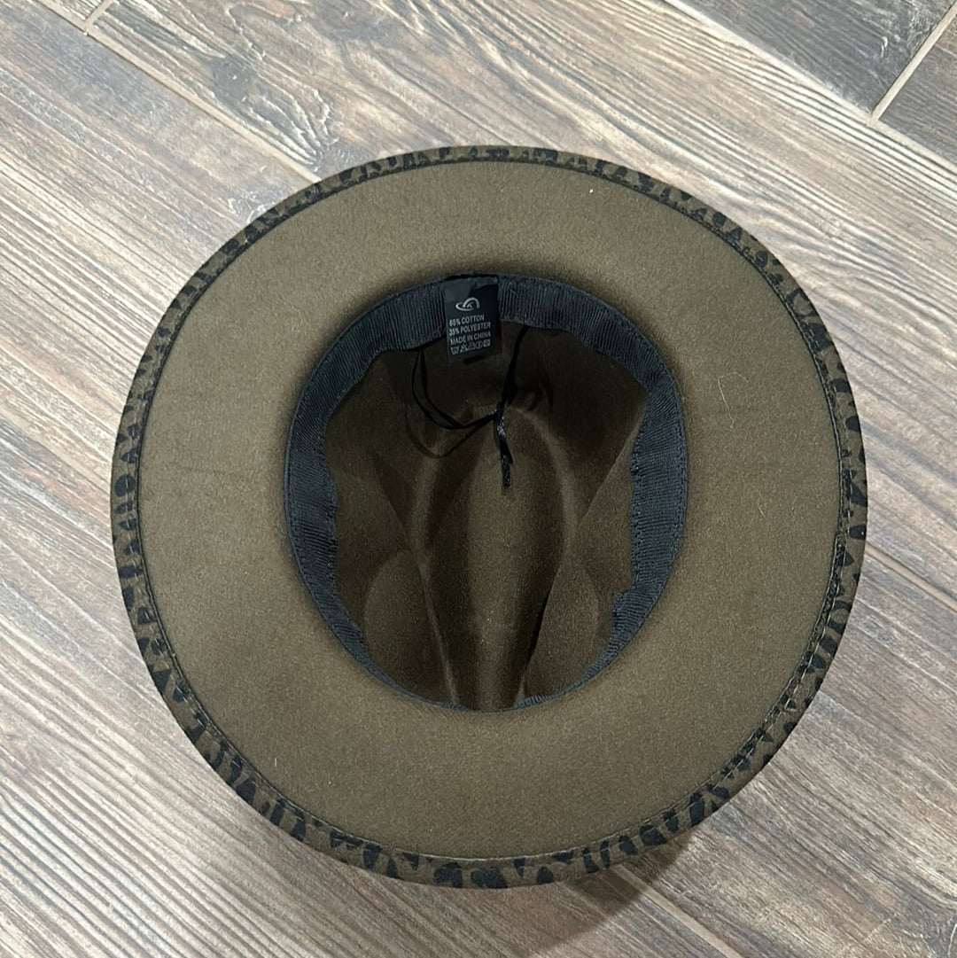 Women’s Olive Leopard Hat - Good Used Condition