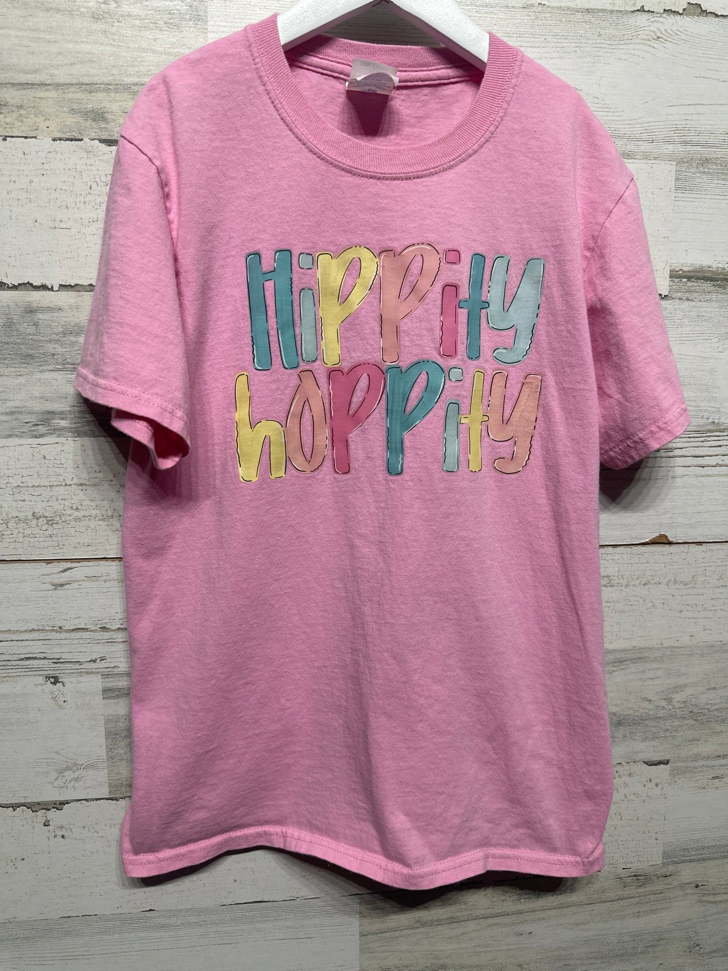 Girls Size Youth Large Hippity Hoppity Easter Shirt - Very Good Used Condition