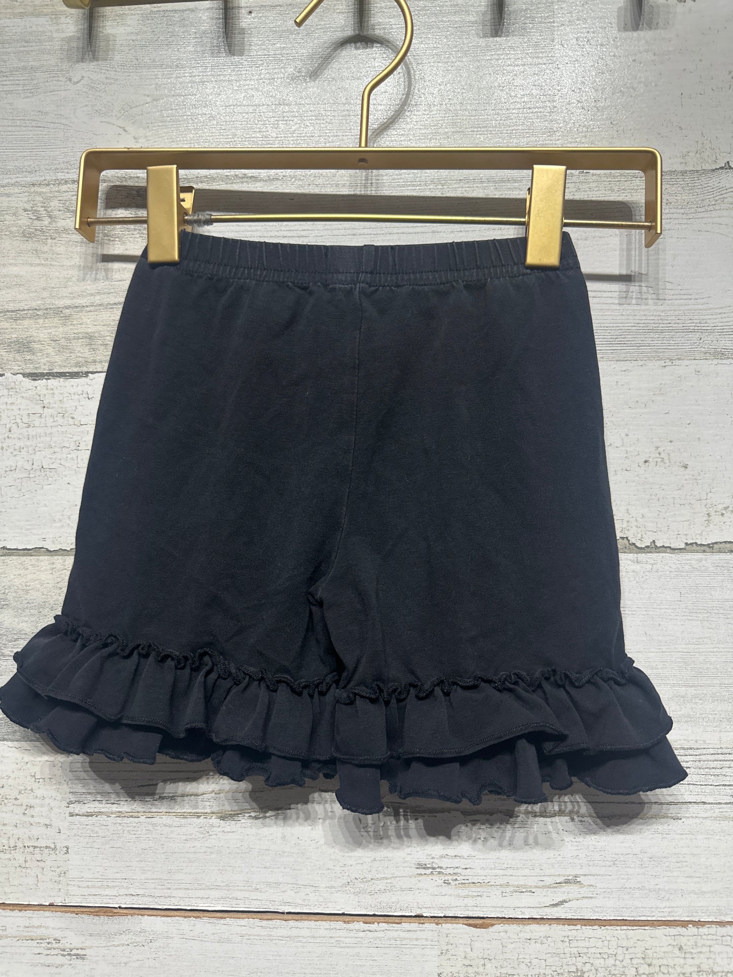 Girls Size 6 Pearls and Piggytails Black Ruffle Shorts - Good Used Condition