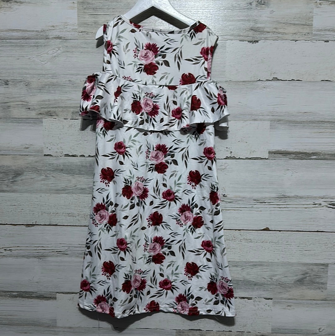 Girls Size 10-12 white floral dress - good used condition