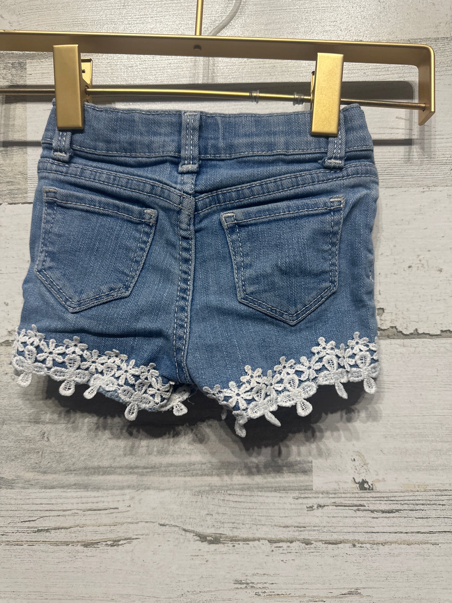 Girls Size 18m Wonder Nation Lace Trim Adjustable Waist Denim Shorts - Very Good Used Condition