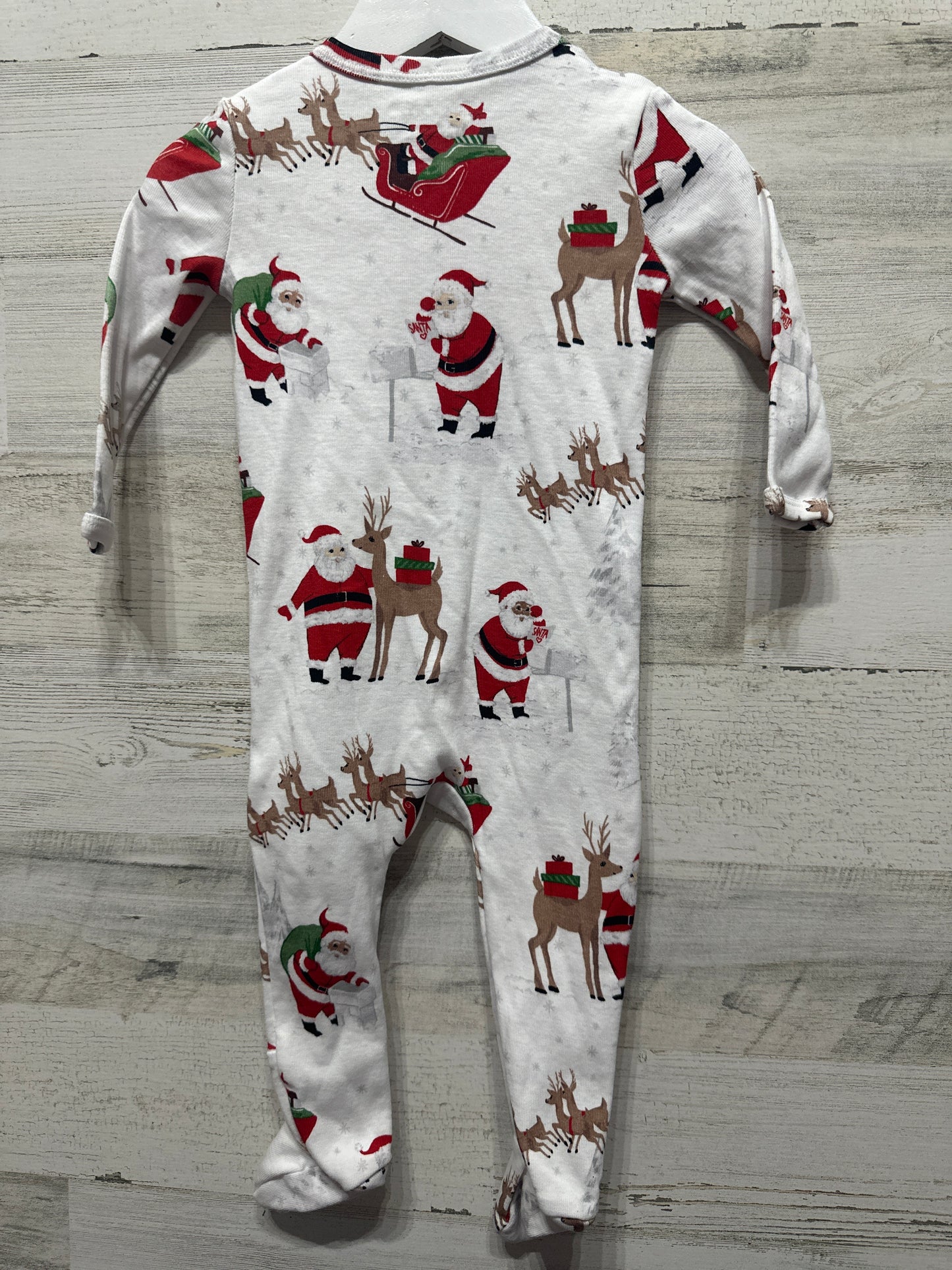Size 6-9m Pottery Barn Organic Cotton Holiday Footed Sleeper - Very Good Used Condition