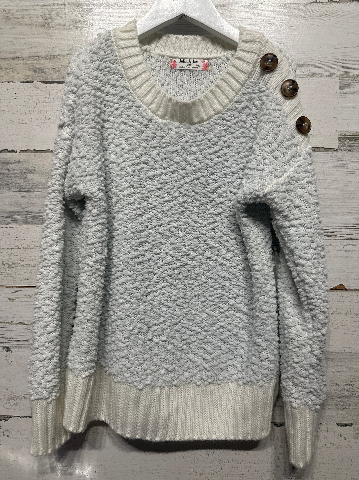 Girls Size 10-12 Medium Jolie & Joy Popcorn Fleece Sweater - Good Used Condition