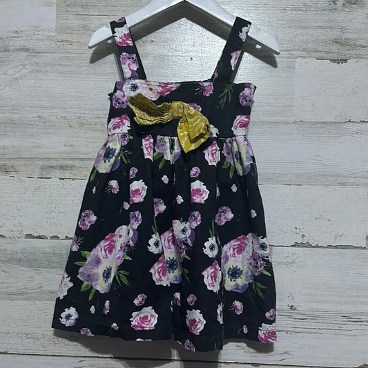 Girls Size 3t Mustard Pie black floral dress - good used condition