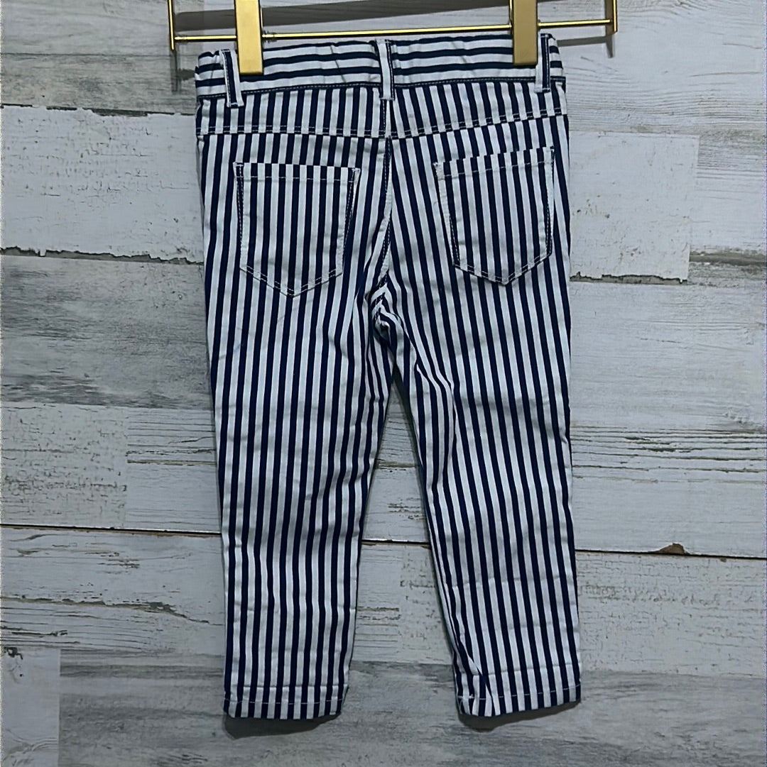 Girls Size 18-24m Zara navy striped adjustable waist pants - good used condition