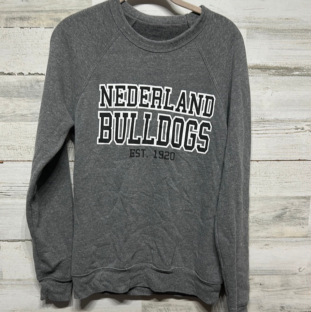 Women's Preowned Size Adult Small Grey Nederland Bulldogs Sweatshirt - Very Good Used Condition