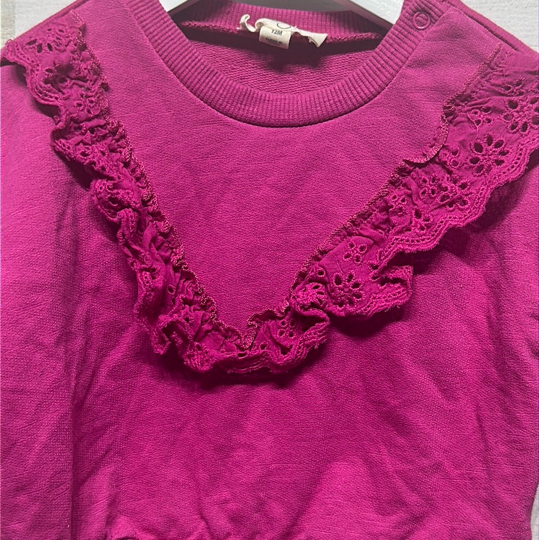 Girls Size 12m Jessica Simpson Pink Sweatshirt - Good Used Condition