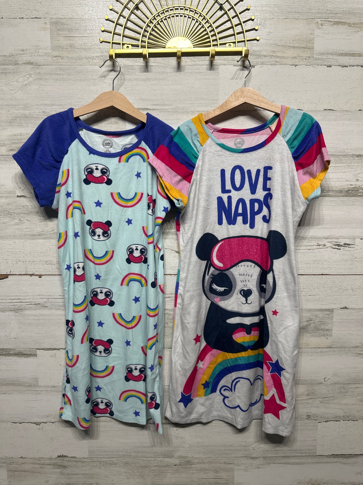 Size 10/12 Wonder Nation Short Sleeve Fleece Nightgowns (2 pieces) - Good Used Condition