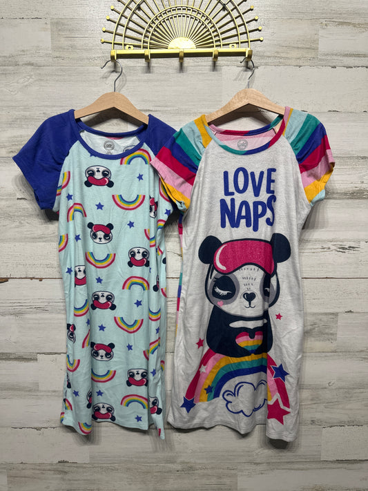 Size 10/12 Wonder Nation Short Sleeve Fleece Nightgowns (2 pieces) - Good Used Condition