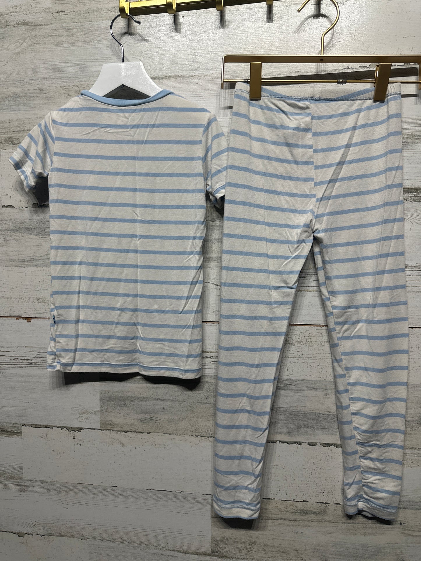 Boys Size 8 (Fitted) Kickee Pants Bamboo Striped Pajama Set - Good Used Condition