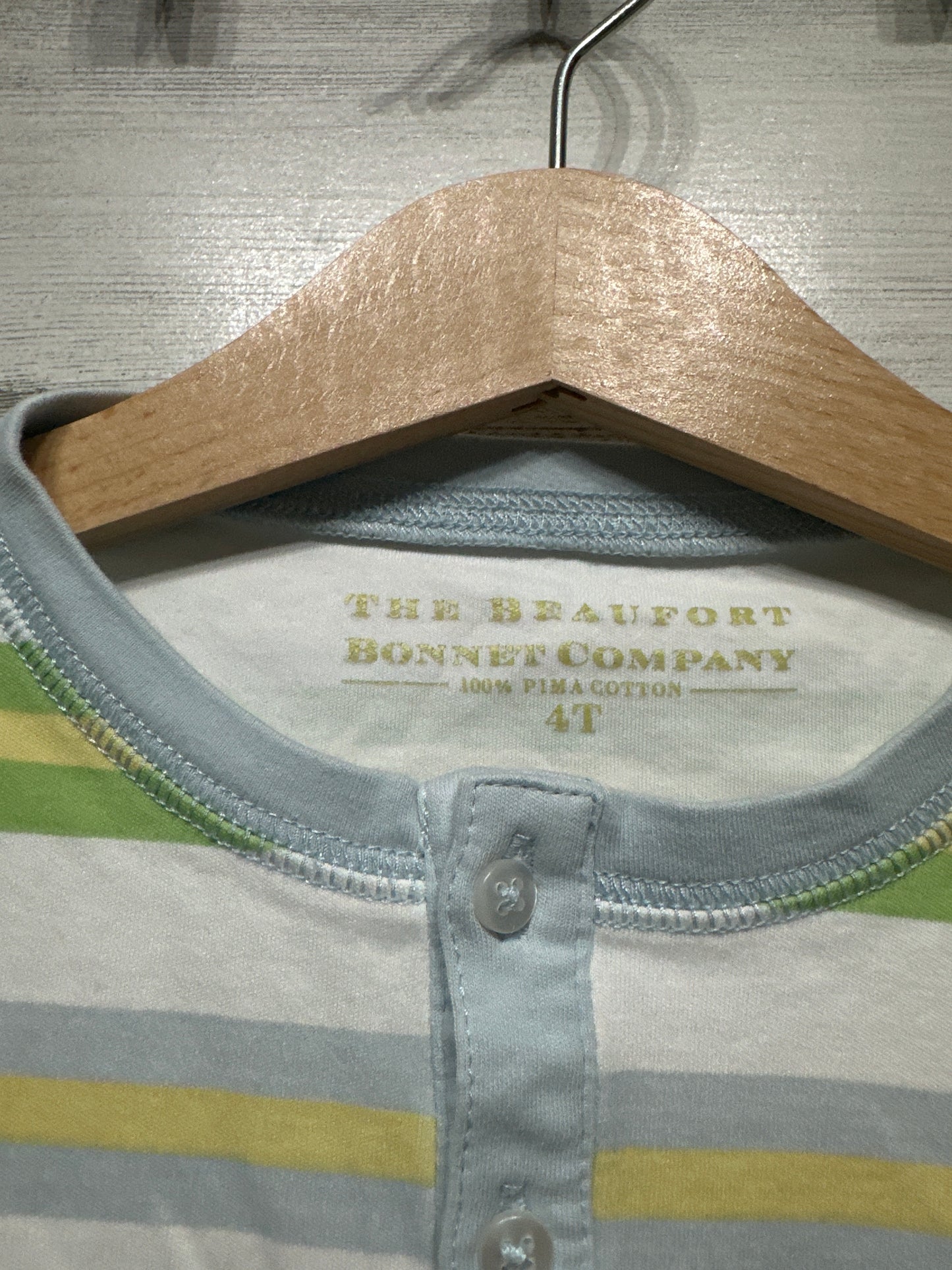 Boys Size 4t TBBC Pima Cotton Striped Pajama Top - Good Used Condition