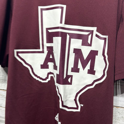 Boys Size 10-12 Adidas Texas A&M University Drifit Material Shirt - Good Used Condition