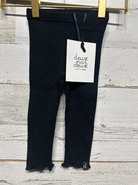 Size 12m Deux Par Deux Black Ribbed Leggings - New With Tags