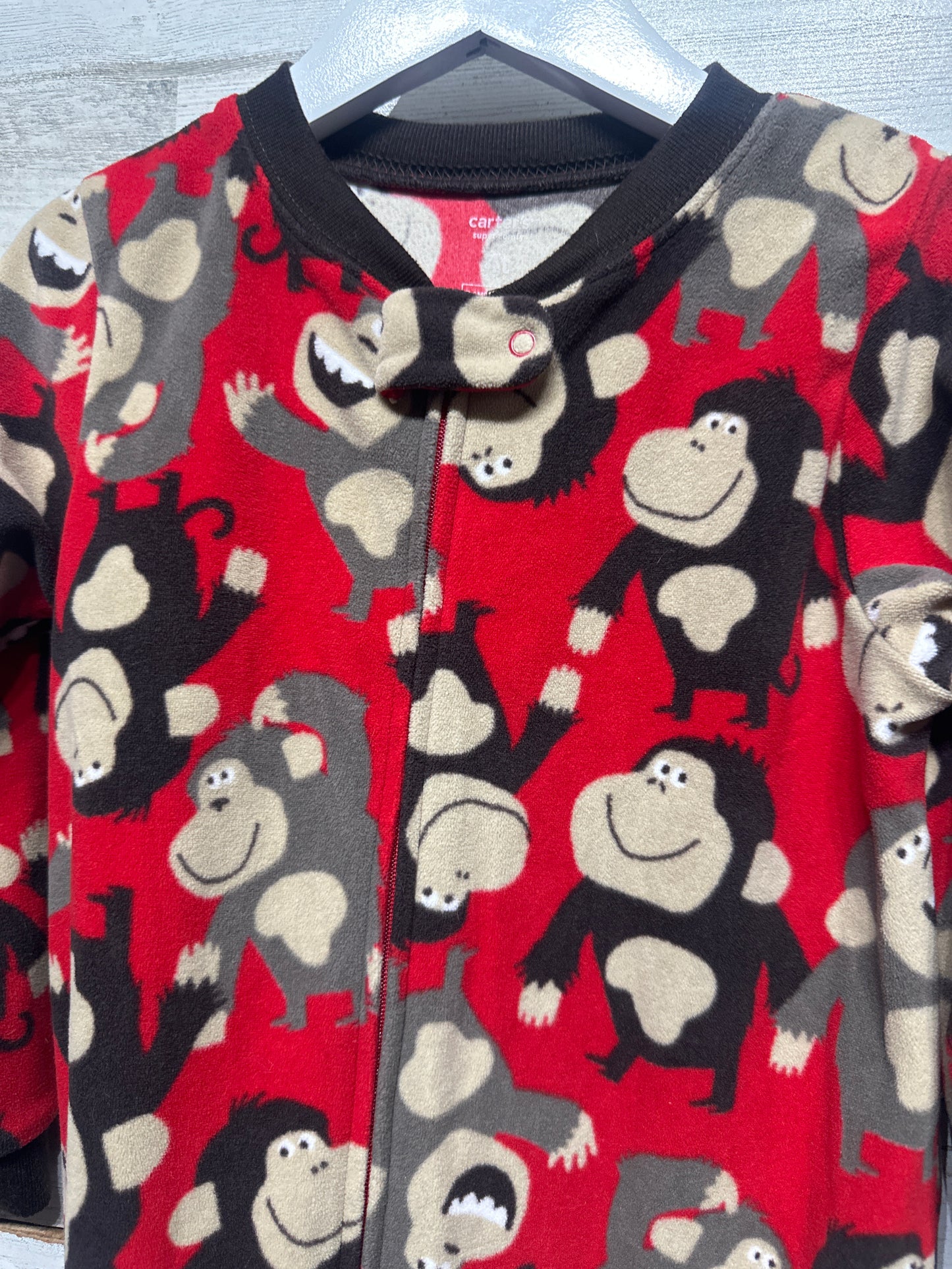Boys Size 4t Carter’s Fleece Monkey Footie - Very Good Used Condition