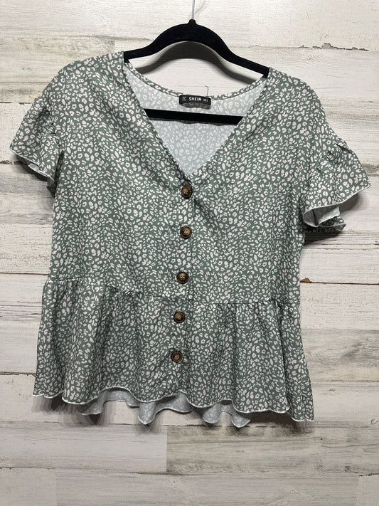 Women’s Small SHEIN Green Pattern Shirt - Very Good Used Condition