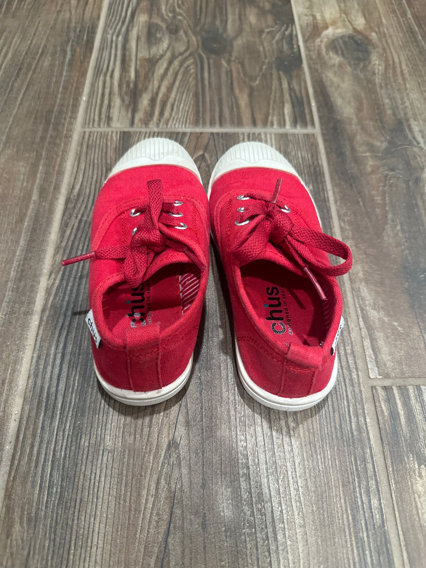 Boys Size 28 (11 toddler) Chus Red Tie Shoes- Good Used Condition