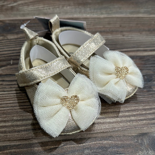 Girls Size 0-6m (Infant) Gold Bow Flats - New With Tags