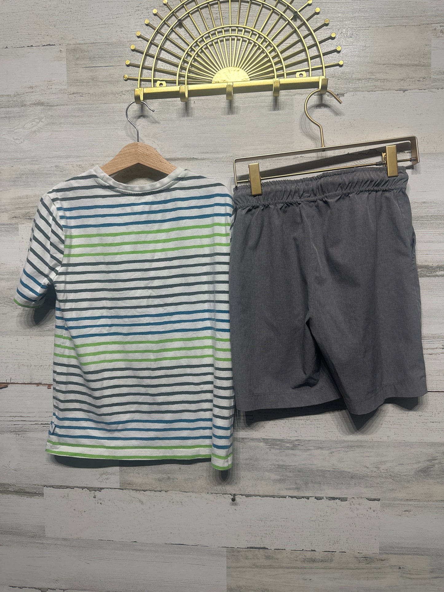 Boys Size 7-8 Medium Tommy Bahama Striped Shirt and Drifit Shorts - Very Good Used Condition