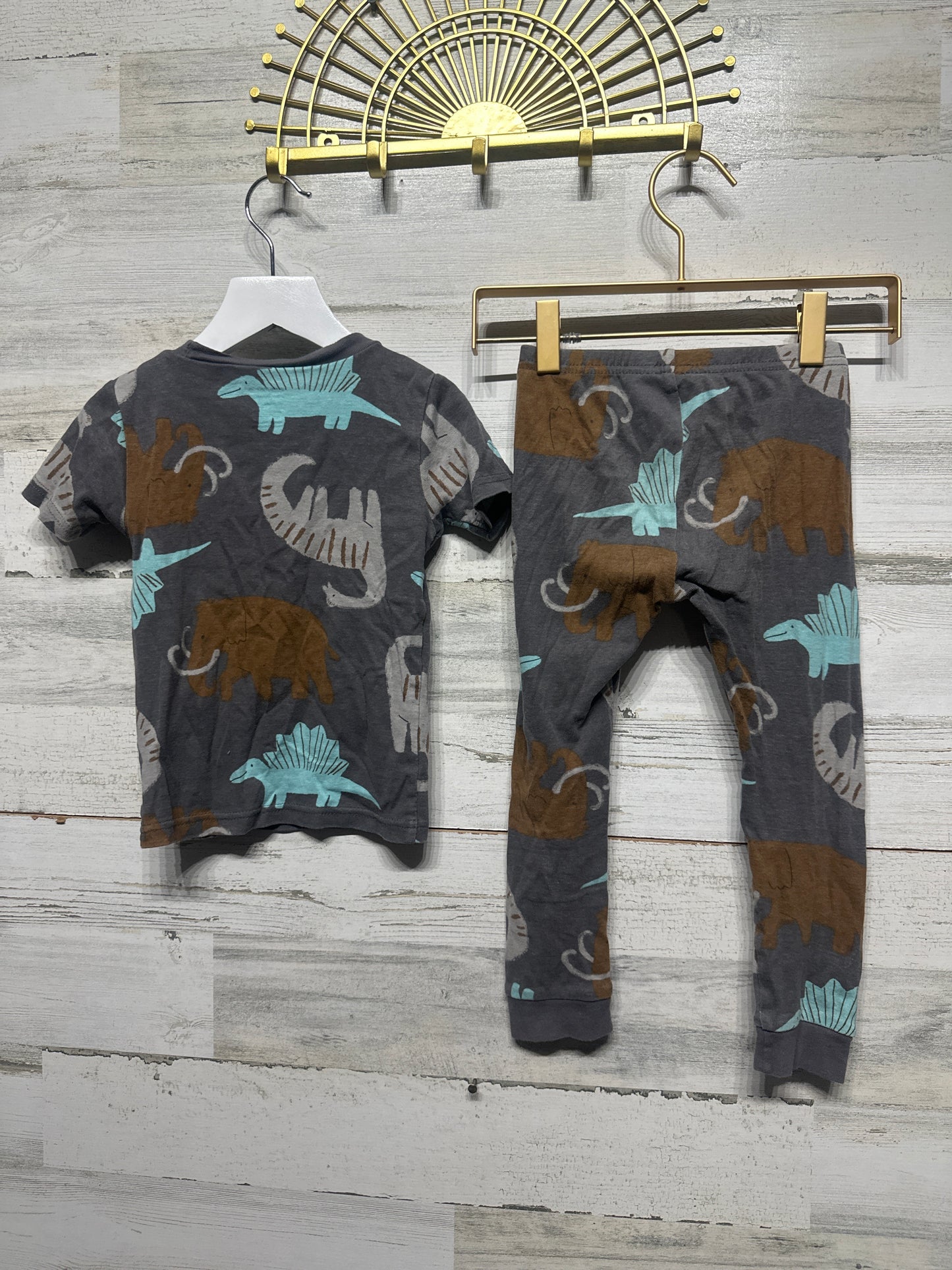 Boys Size 4t Carters Cotton Prehistoric Pajama Set - Good Used Condition