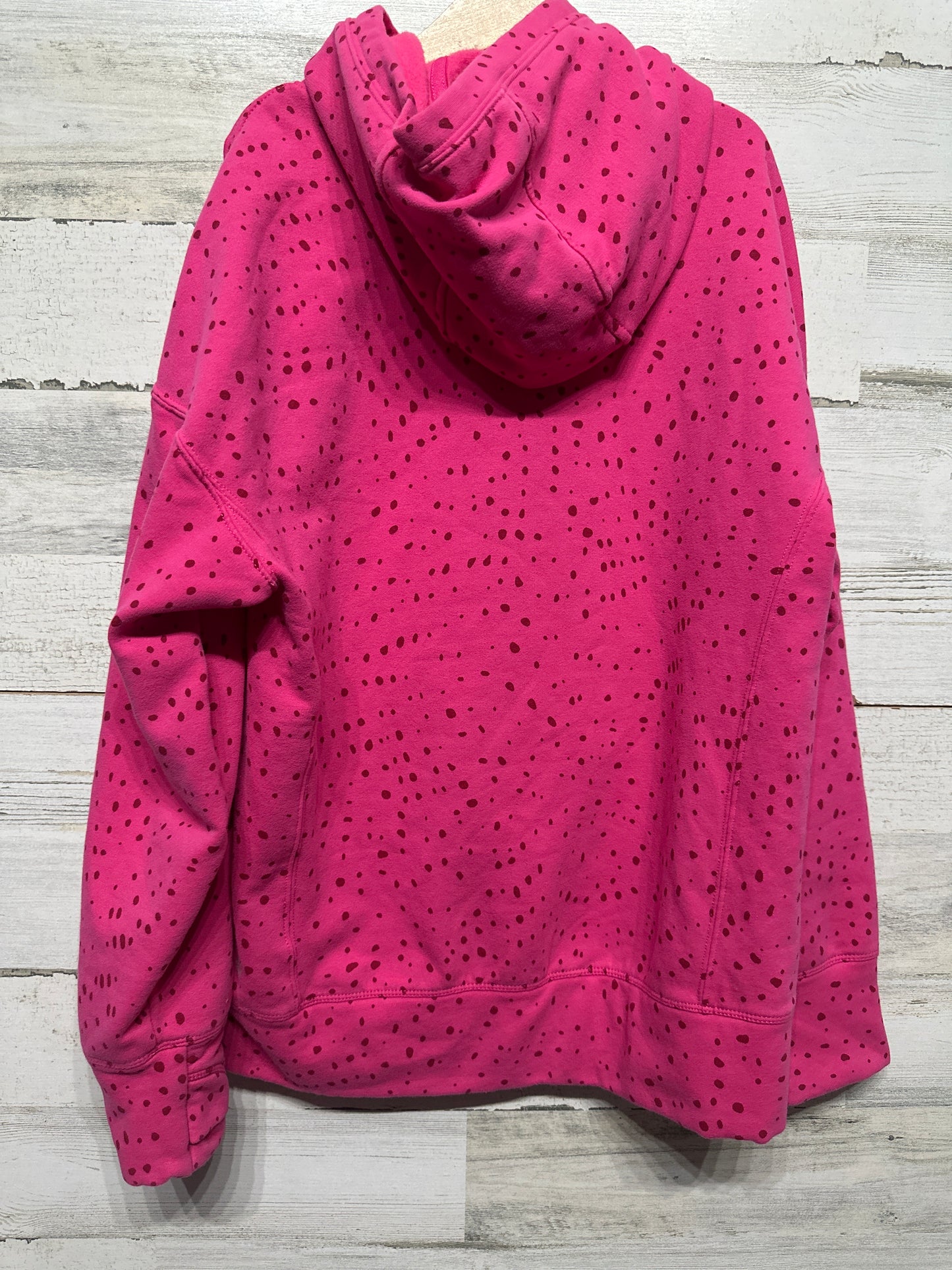 Girls Size 12 (Large) Athleta Girl Pink Spotted Oversized Hoodie (With Thumbholes) - Very Good Used Condition