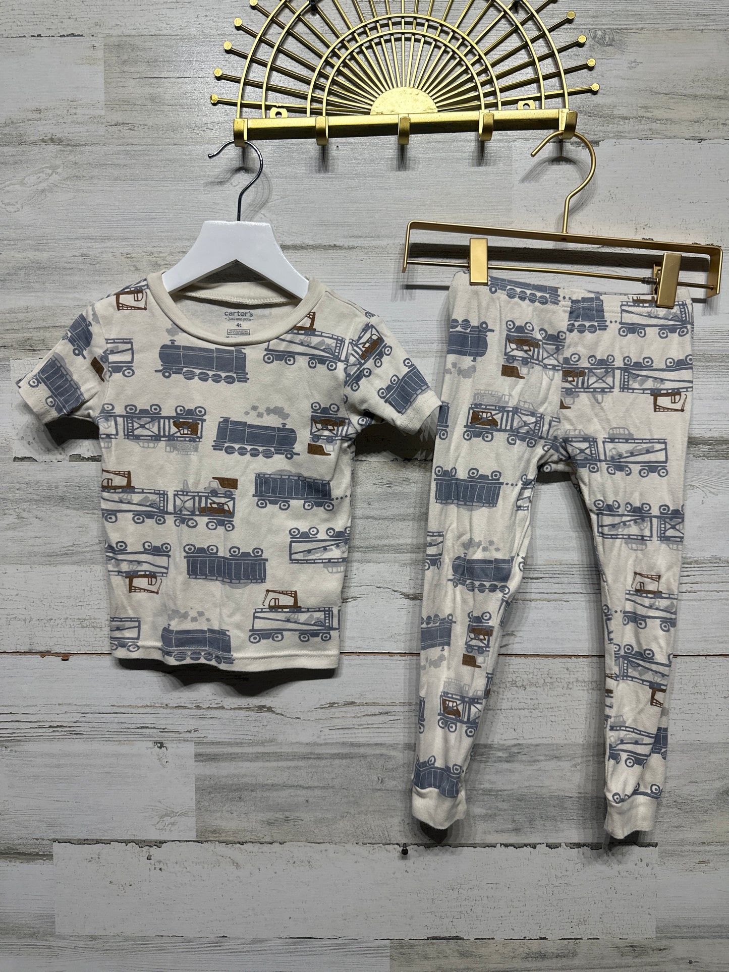 Boys Size 4t Carters Cotton Transportation Pajama Set - Good Used Condition